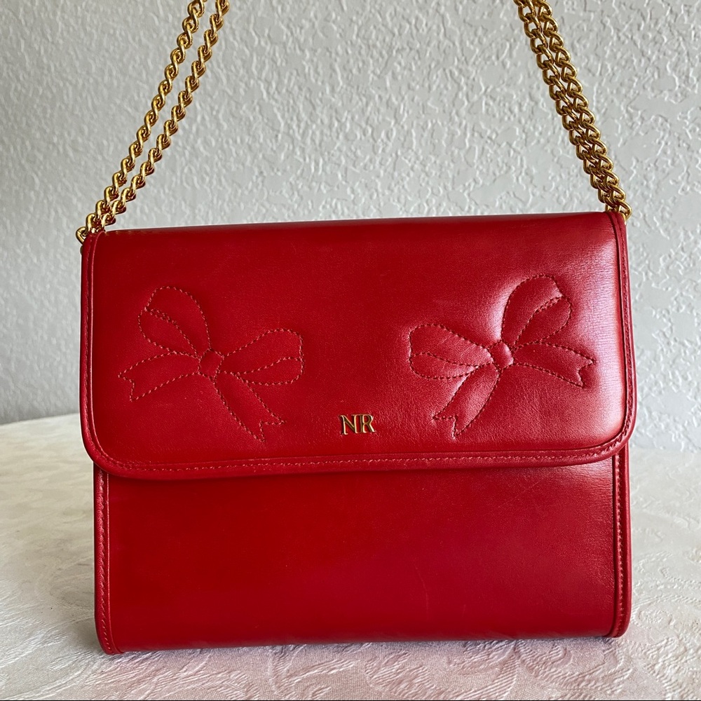 Nina Ricci red chain strap bow bag